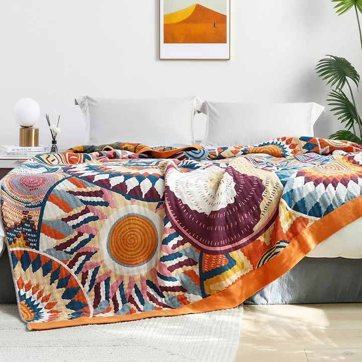 Machine washable, lightweight cotton throw blanket. Soft & cozy all-season home decor for bedding.