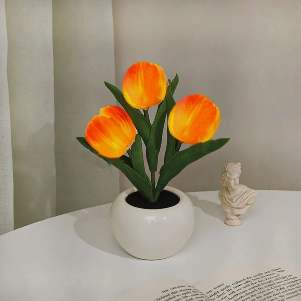 Nvroome Lights charming tulip night light lamp with gentle LED warm glow, perfect for home decor.