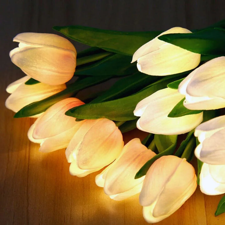 Unique tulip LED night light lamp, a charming gift idea for floral decor and warm home ambiance.