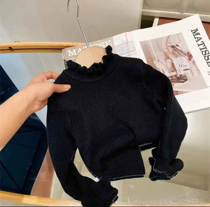 Cozy toddler long sleeve cotton sweater for winter. Warm unisex kids' top, ideal for chilly days.