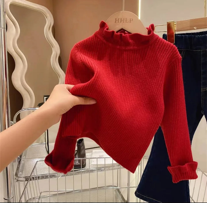 Toddler unisex long sleeve sweater. Soft cotton knit top, perfect for kids' everyday fall wear.