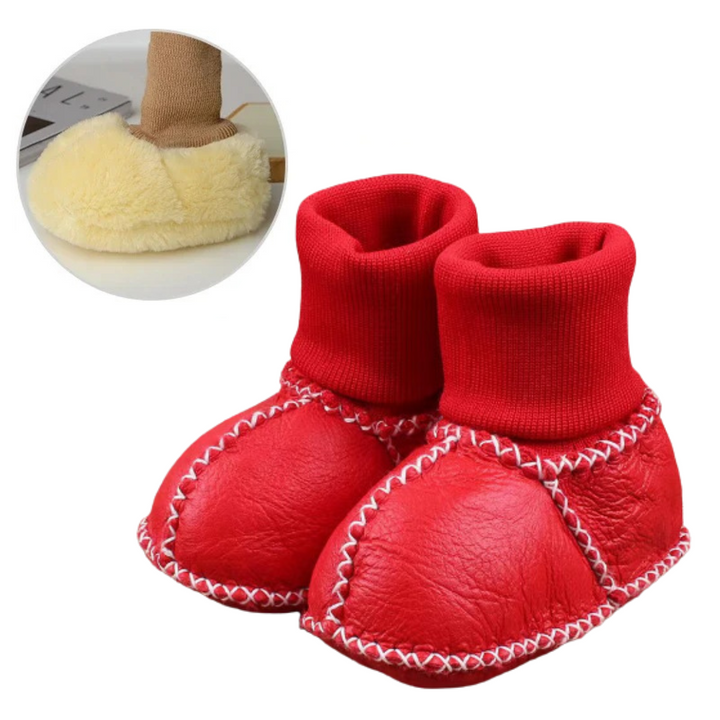 Adorable soft sole toddler shoes, great for warm cozy feet and safe first steps indoors.