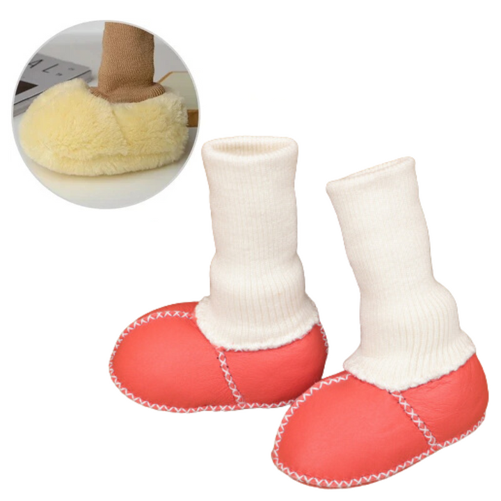 Toddler non-slip slippers with soft flexible soles, designed for comfort & safety.