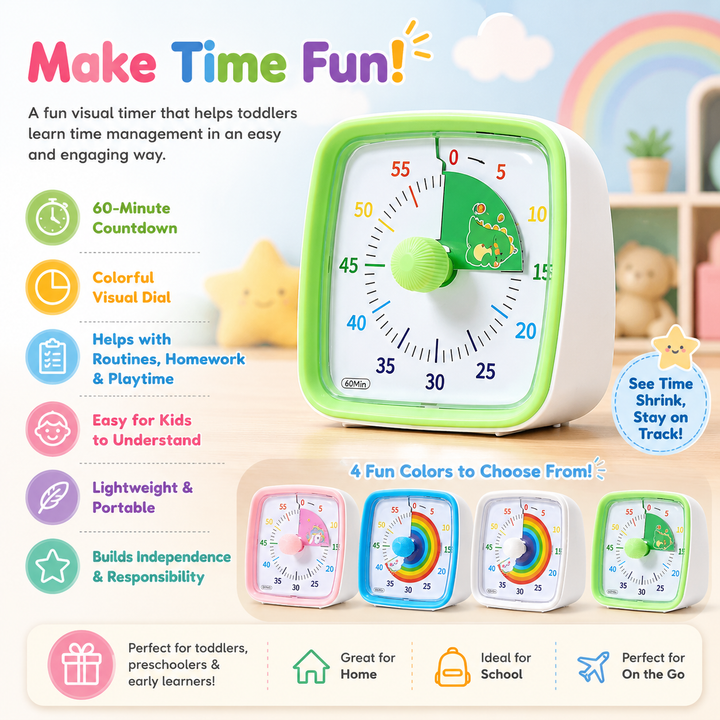 Visual countdown timer for children, educational toy for time management, routine building & focused learning.