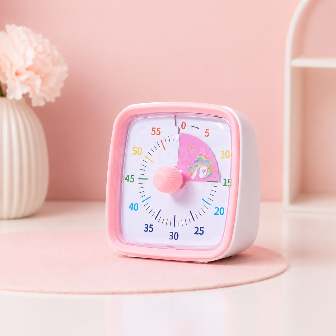 Toddler visual timer with color disk for kids' time management; an educational toy & routine helper.