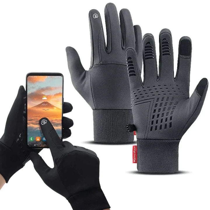 Warm unisex touchscreen winter gloves for skiing & cycling, windproof, waterproof, ideal for outdoor sports.