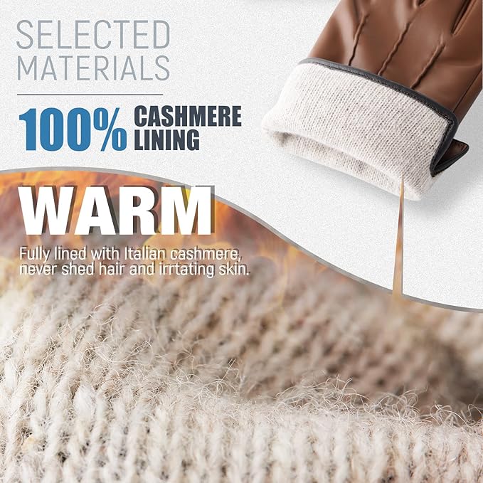 Durable men's water-resistant leather touchscreen gloves, ideal for cold weather.