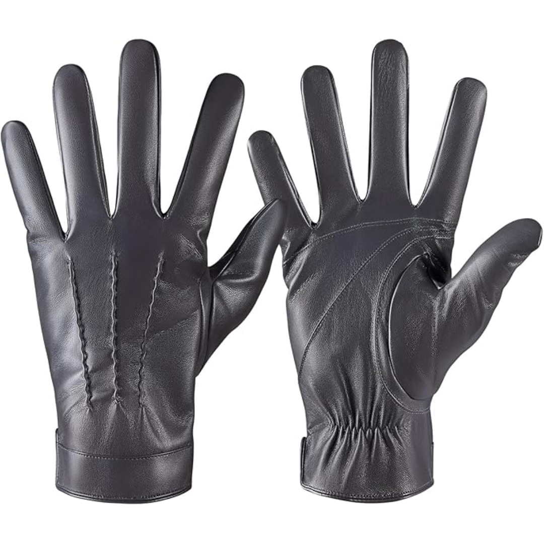 Premium men's touchscreen leather gloves, perfect for outdoor winter activities.