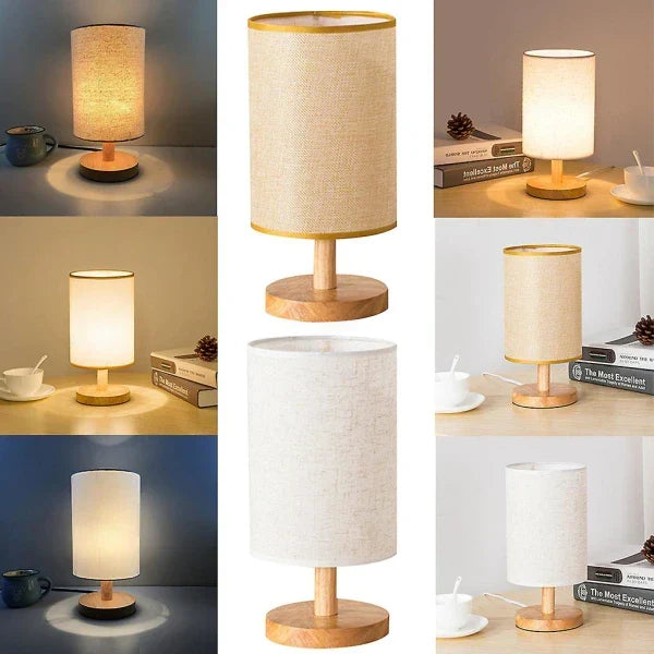 Minimalist Dimmable Organic Glow Table Lamp with a natural wood base, enhancing home decor with soft mood lighting.