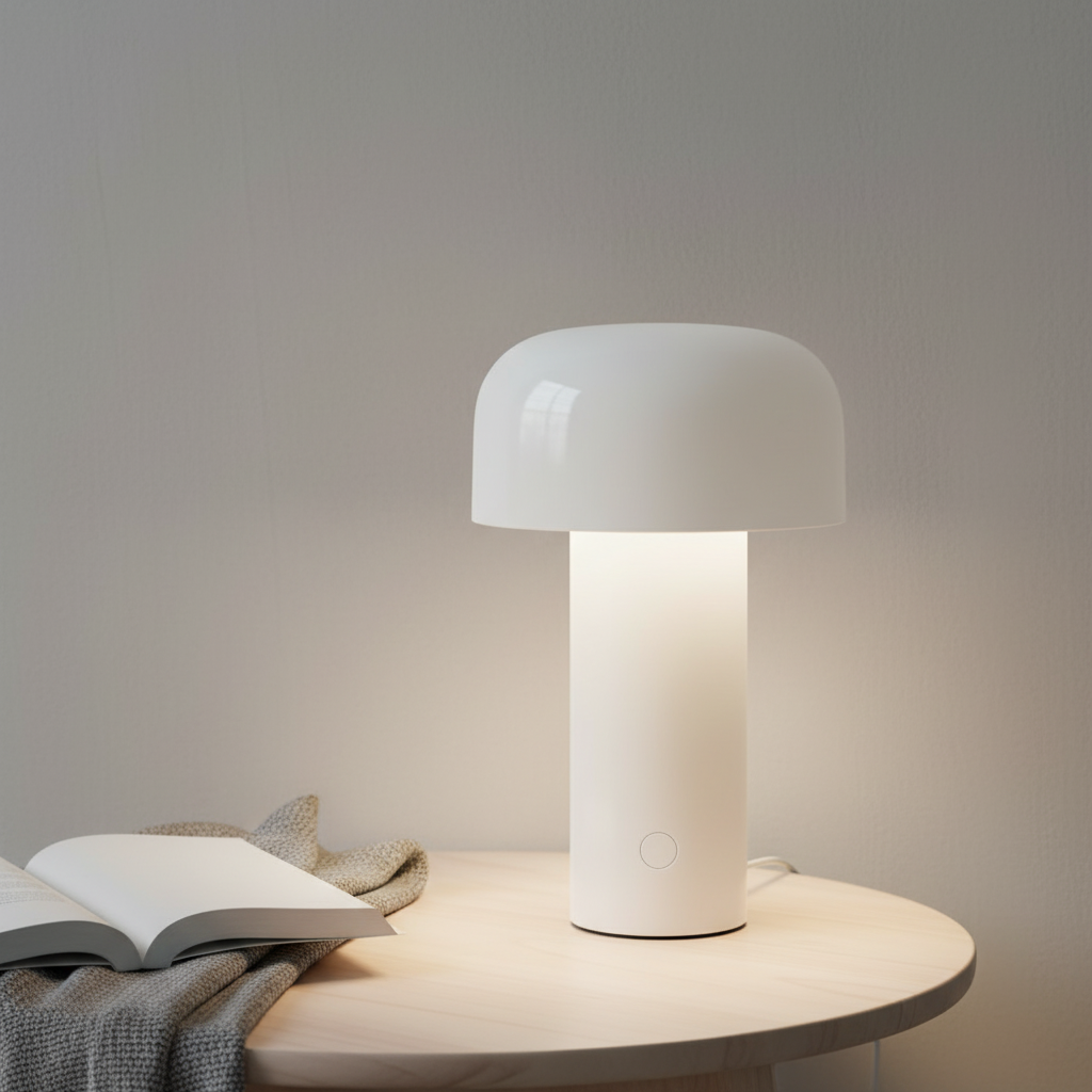 Portable LED touch table lamp, wireless & rechargeable, ideal for mood lighting & home decor.
