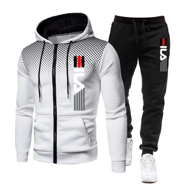 Stylish men's tracksuit, grey, featuring a warm athletic jacket for training & gym performance.