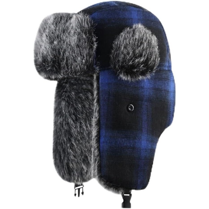 Unisex trapper winter hat with cozy faux fur lining and ear flaps for ultimate cold weather warmth.