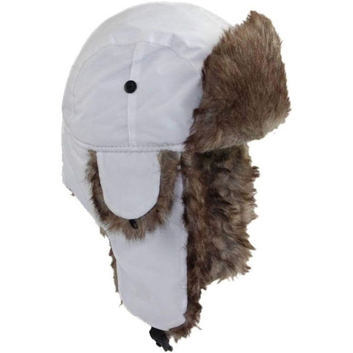 Stylish trapper hat with luxurious faux fur trim, excellent for winter adventures and everyday warmth.