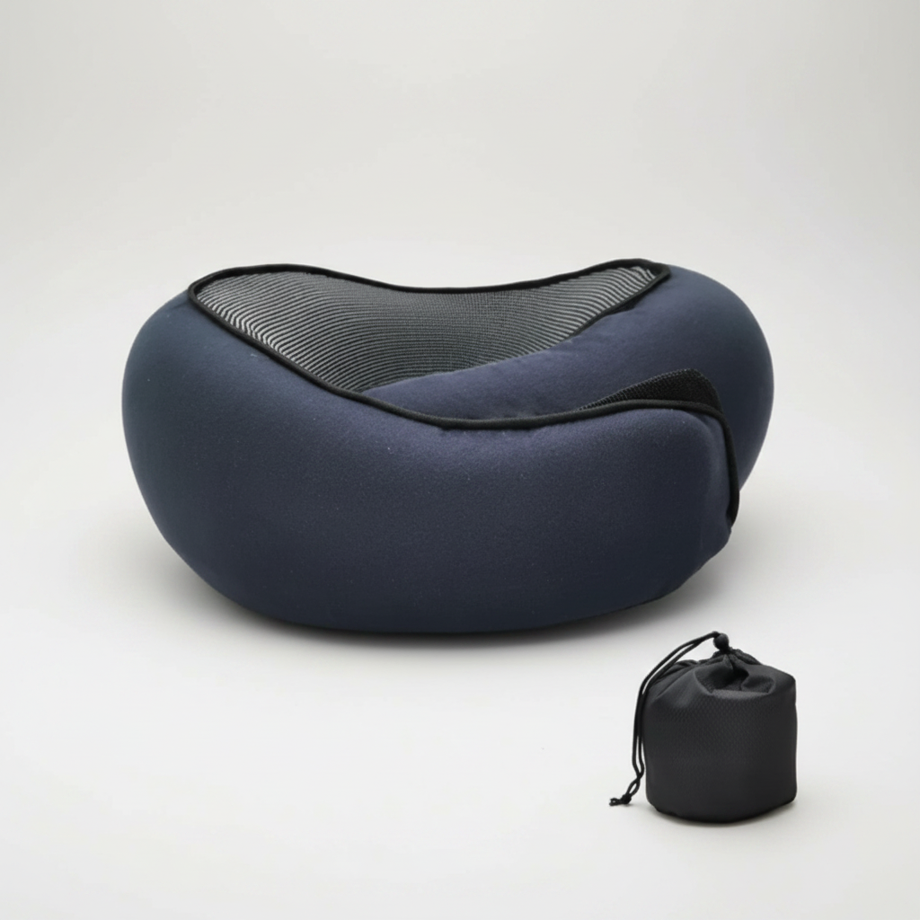 Ergonomic U-shaped memory foam travel neck pillow for ultimate unisex neck support & comfortable airplane journeys.