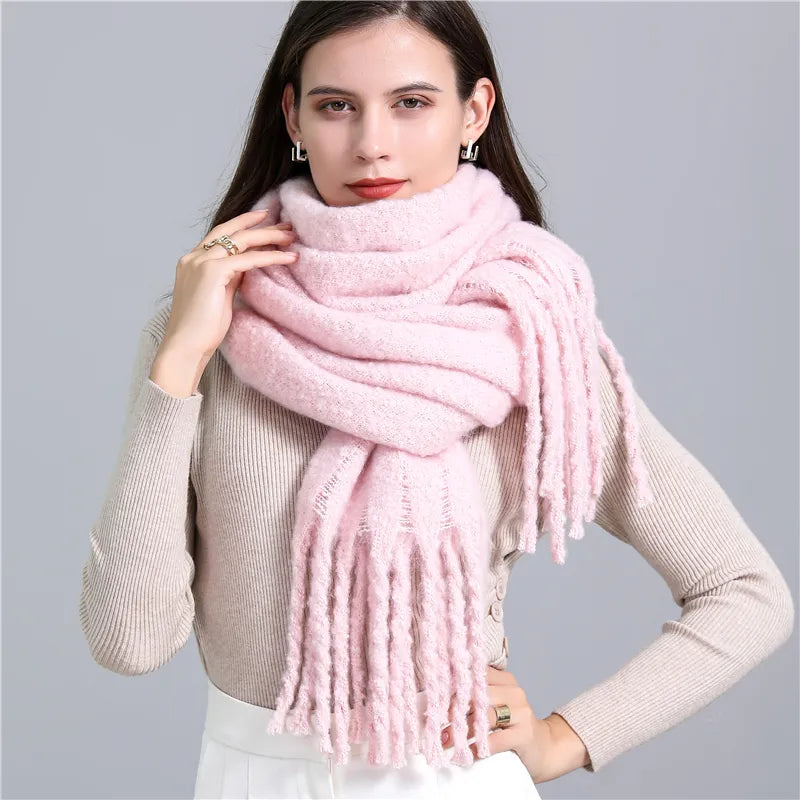 Soft and warm women's cashmere blend scarf, featuring a stylish checked print.