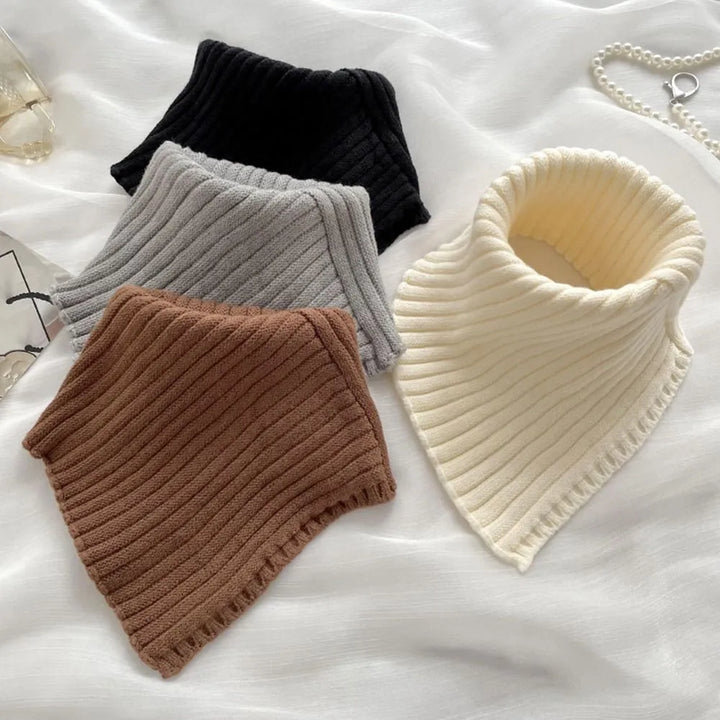 Women's everyday knit cowl scarf, essential warm winter neckwear accessory.