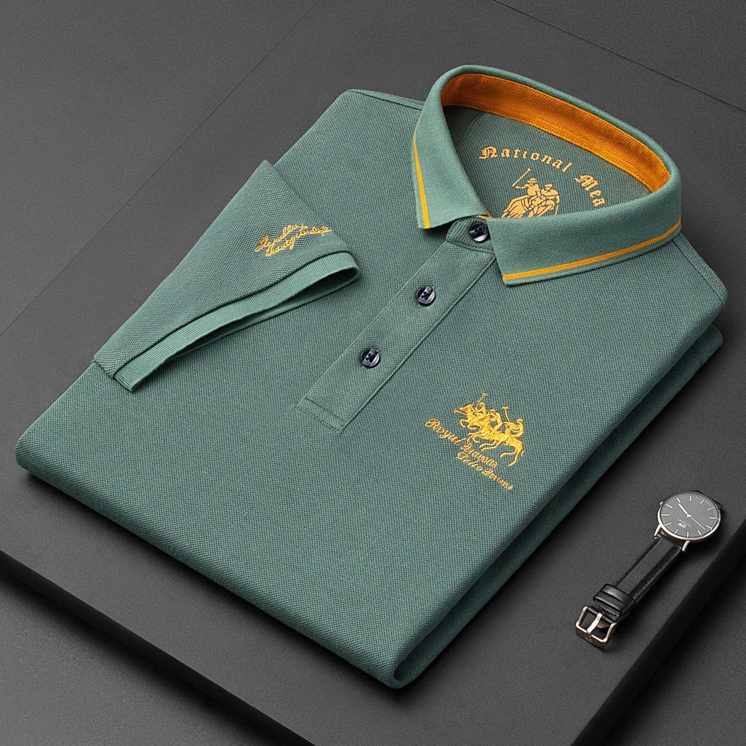Stylish men's embroidered polo shirt, a key piece for modern men's fashion.