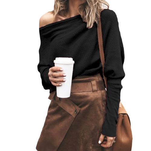 Sophie women's off-shoulder long sleeve sweater. A comfortable, stylish knit top for seasonal women's clothing.