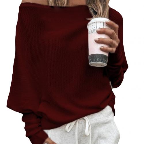 Versatile women's off-shoulder long sleeve sweater. This elegant knit is a trendy top for casual or evening fashion.