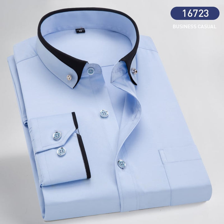 Versatile men's Victor long-sleeve dress shirt, ideal for sophisticated formal events or daily wear.