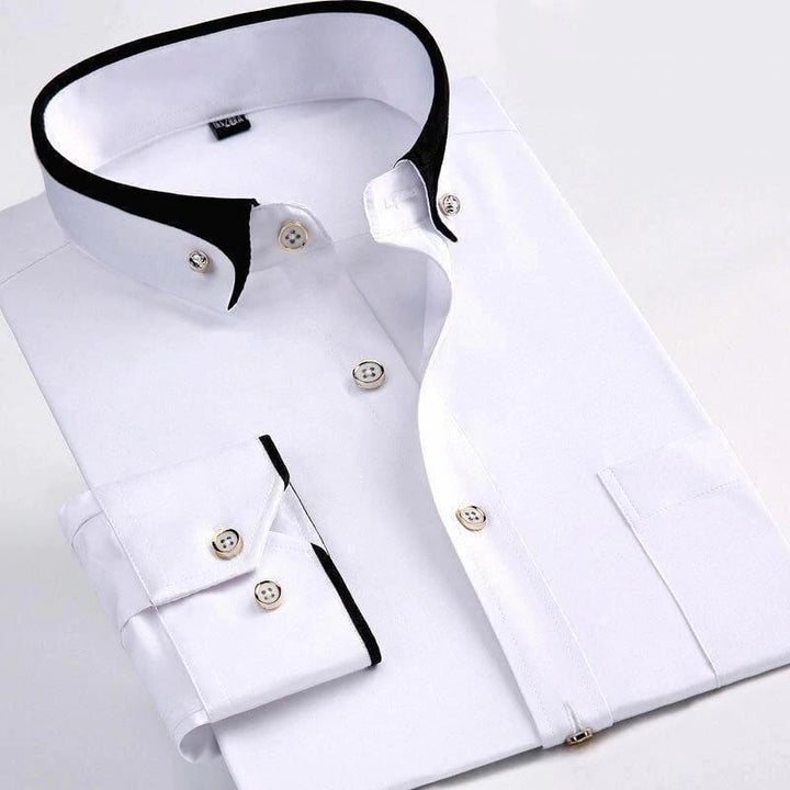 Trendy men's Victor long-sleeve dress shirt, a versatile button-down for modern men's fashion.