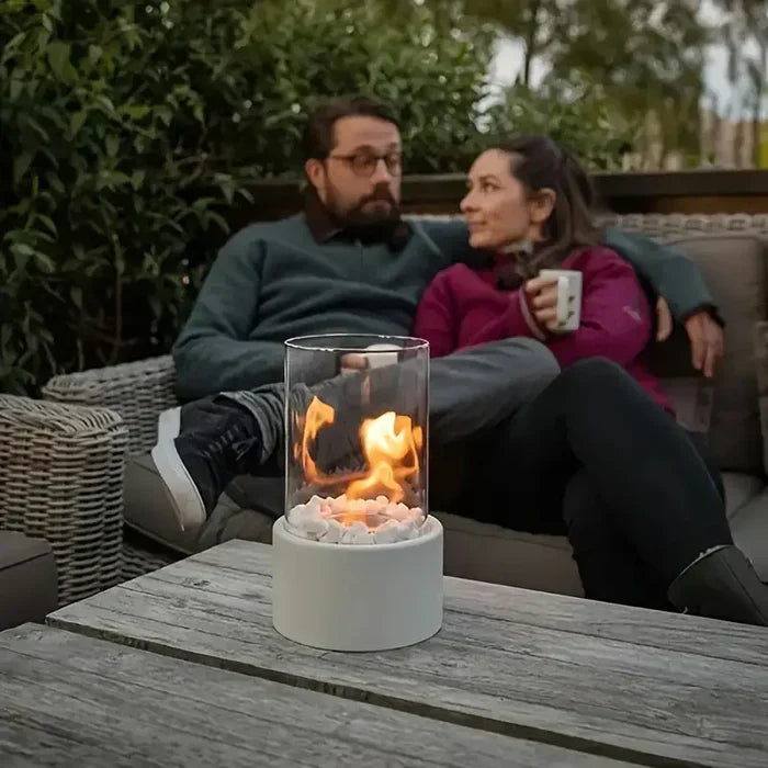 Elegant tabletop fire pit for indoor ambiance, a modern decor piece with captivating mood lighting.