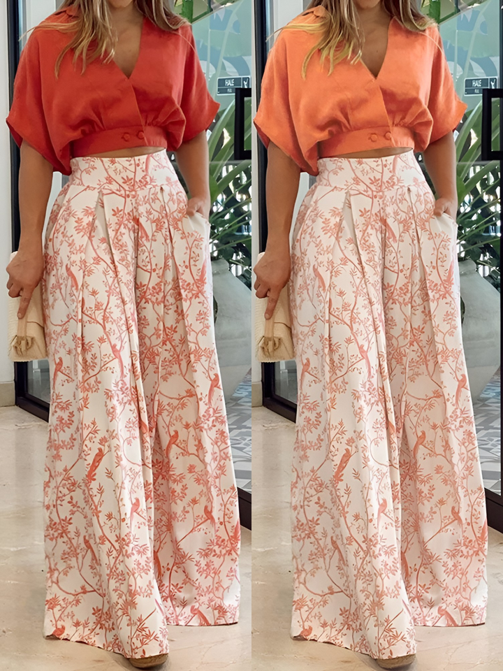 Chic women's two-piece summer outfit, the Estelle. Elegant, comfortable, and versatile for any summer occasion.