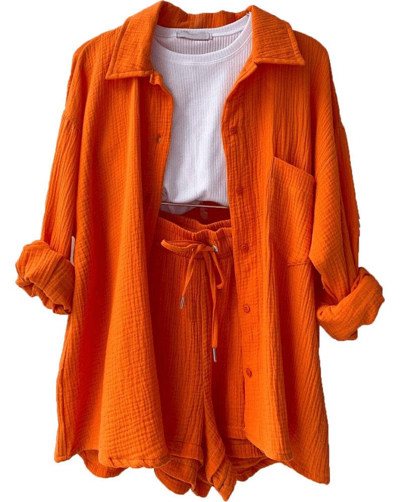 Fashionable women's two-piece set, a summer-ready ensemble with a chic top and comfortable bottom.