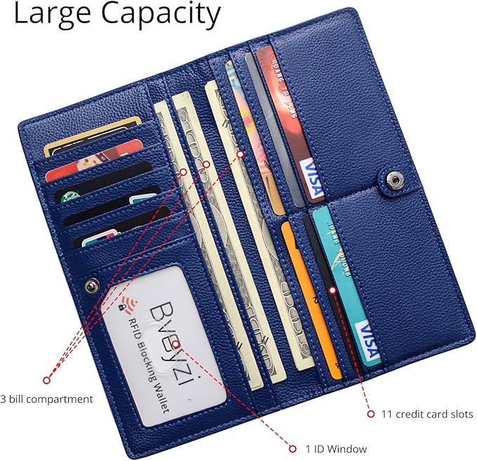 Travel-ready ultra-thin leather wallet, RFID shielded for secure card protection.