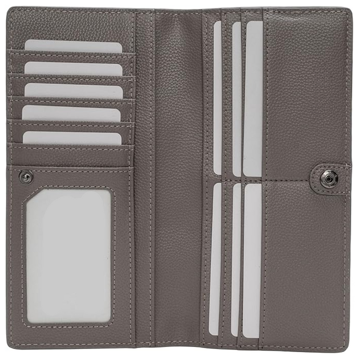 Renée brand ultra-thin RFID blocking leather wallet, compact and functional card holder.