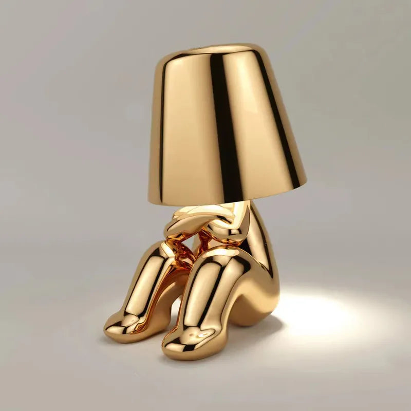 Modern rechargeable LED lamp, dimmable, stylish table lamp, home accent piece.