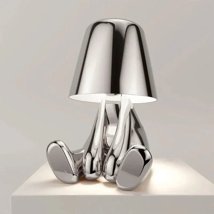 Portable LED lamp, rechargeable and dimmable, perfect for modern living spaces.