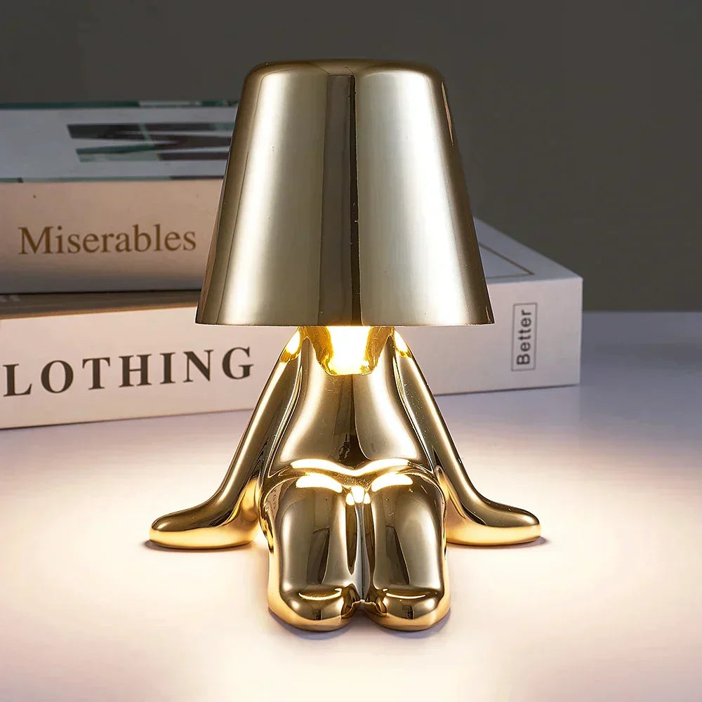Dimmable GlowCraft LED table lamp, rechargeable, modern design for ambient light.