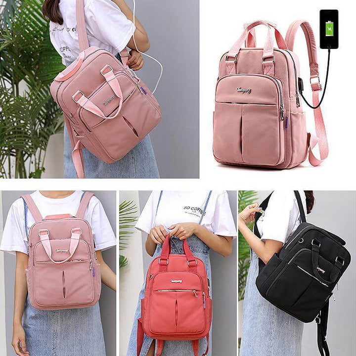 Professional work backpack, waterproof oxford fabric, multi-functional with USB charging for laptops & devices.