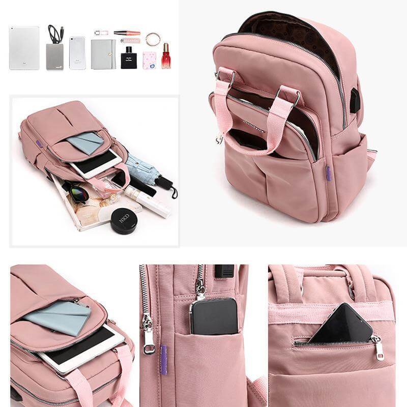 Modern commuter backpack, unisex, waterproof, offering USB charging and ample storage for daily essentials.