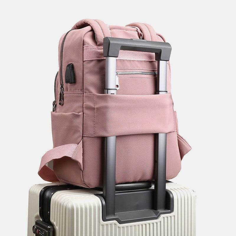 Stylish daily carry backpack, unisex, waterproof, made from oxford fabric, with external USB charging.
