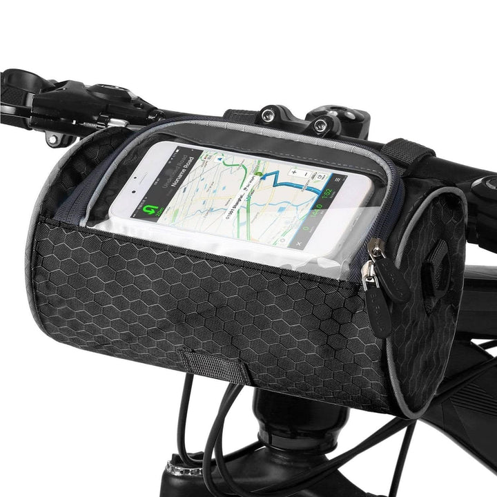 Bike accessory: unisex waterproof phone storage bag for cycling adventures & travel.