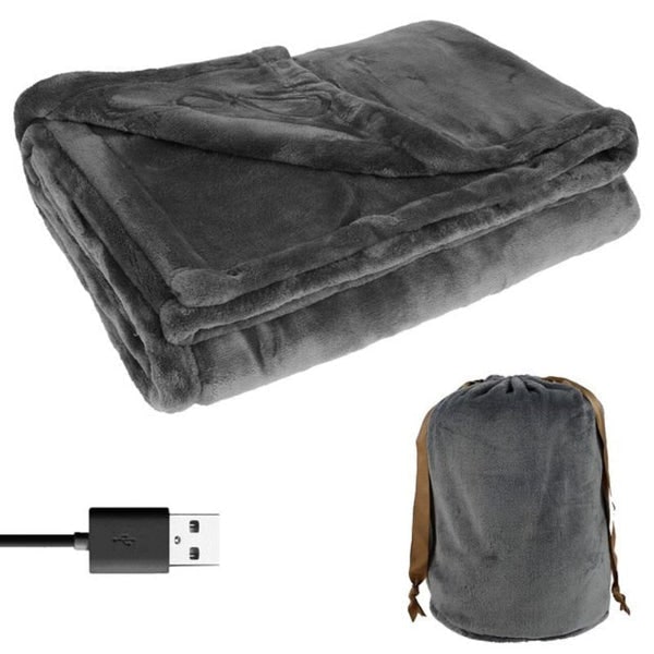 Soft pink USB heated electric throw blanket, plush fleece offers cozy, portable warmth for office, travel, or home.