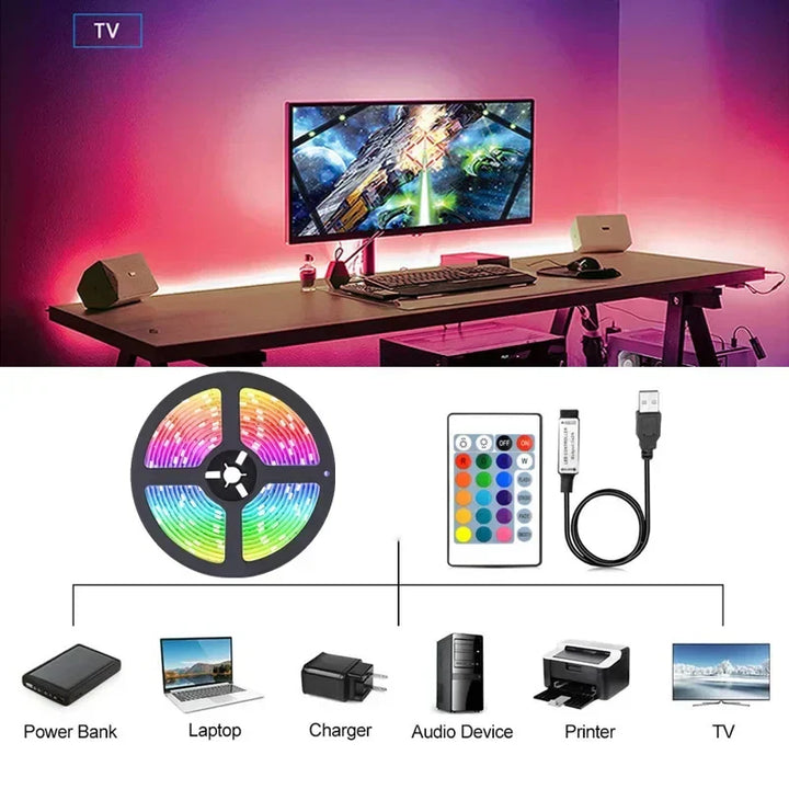 Dynamic USB LED lights for TV, PC monitors, and vibrant room accent lighting.