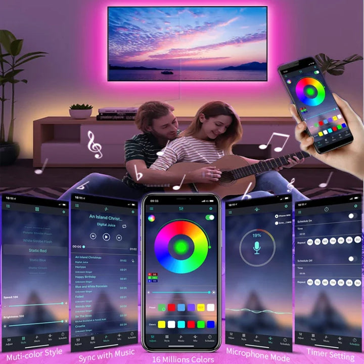High-quality RGB LED light strip for home improvement and stunning room lighting.