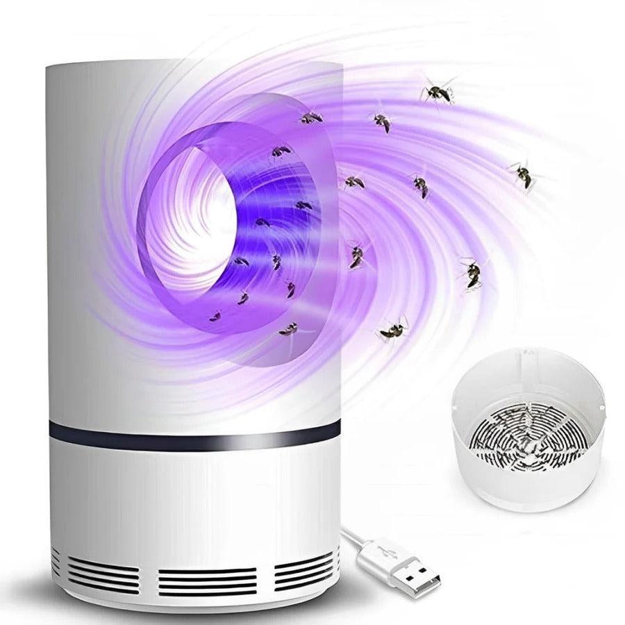 Compact UV light insect trap. Quiet, chemical-free mosquito & fly killer, perfect for indoor and outdoor pest control.