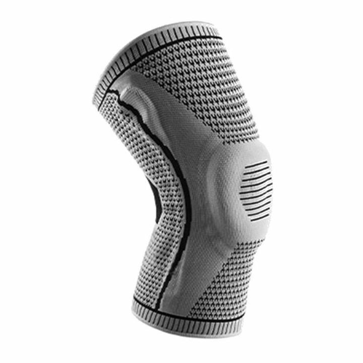 Running knee brace, adjustable, offering leg support & comfort.