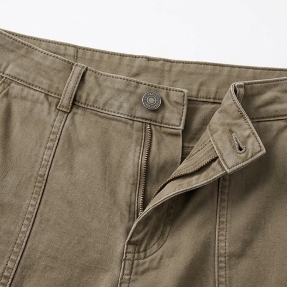 Modern women's tapered utility pants, high-waisted for a flattering fit, in a versatile khaki shade.
