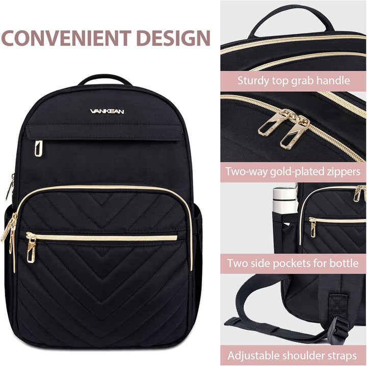 Stylish pink lightweight backpack for 15.6" laptops. Waterproof, durable, with integrated USB charger. Perfect for students.