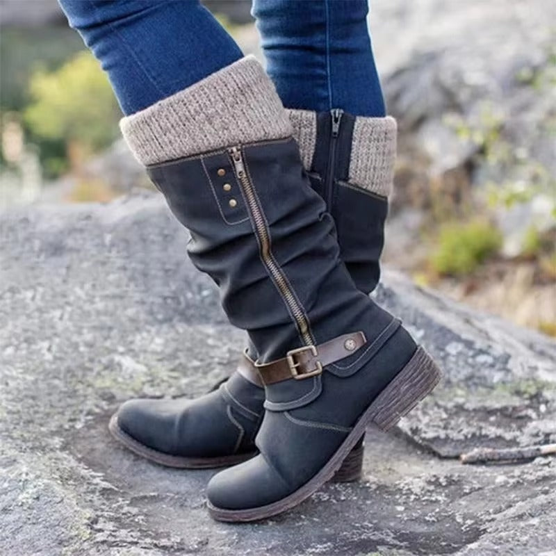 Elegant women's knee-high boots with side zipper, comfortable fit & non-slip soles for fall/winter fashion.