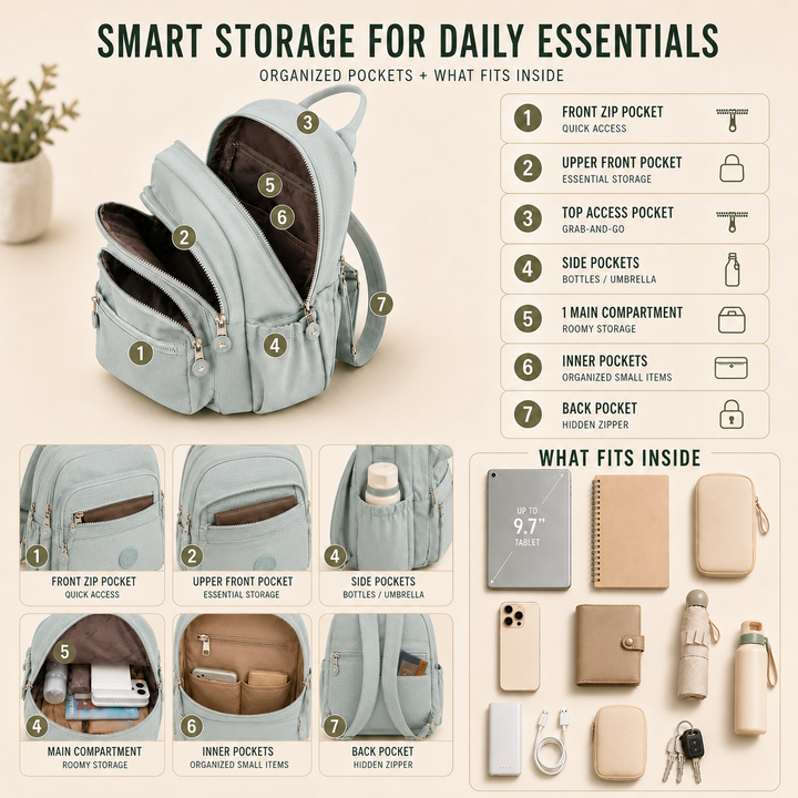 Modern unisex casual nylon mini backpack, sleek design perfect for daily essentials and urban exploration.