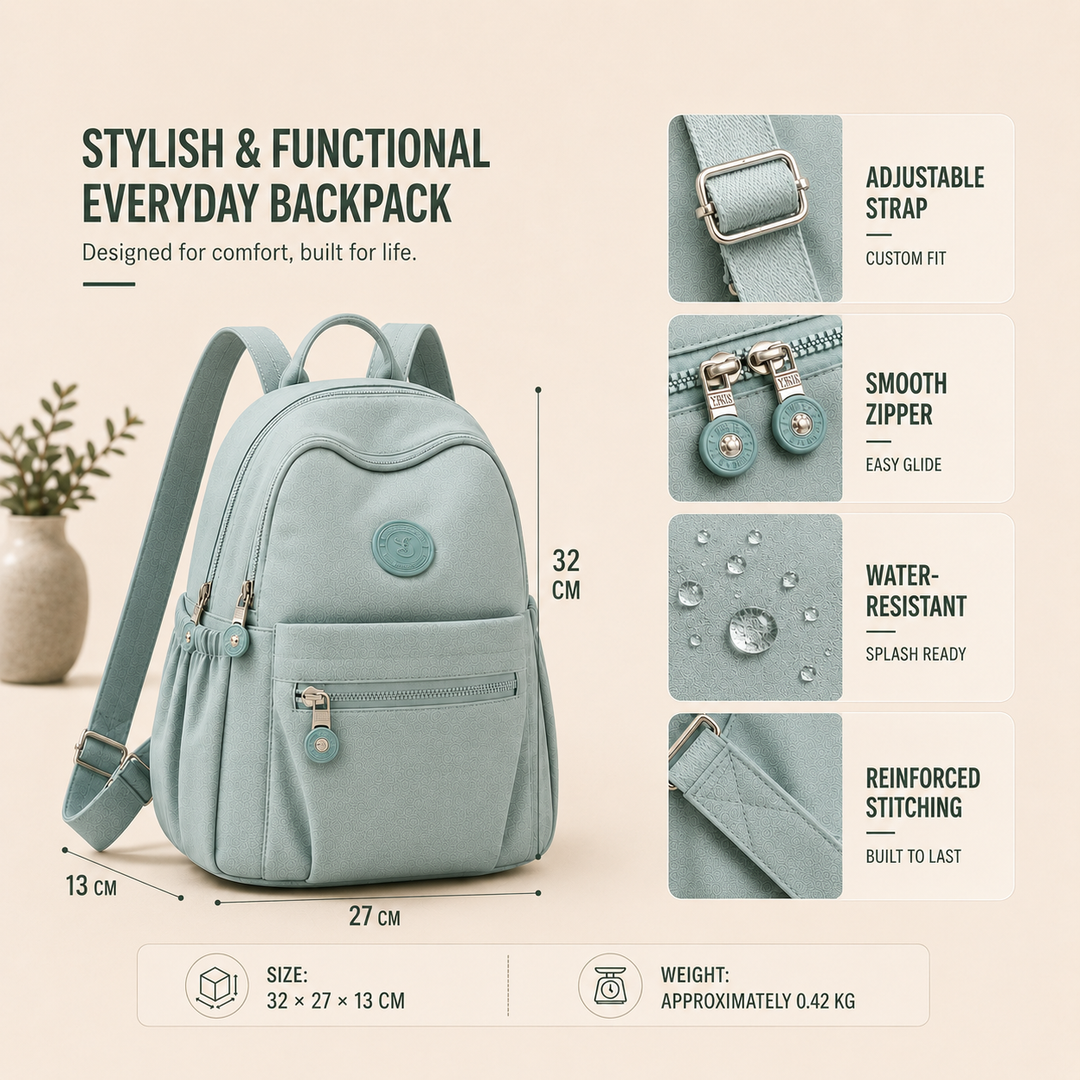 Versatile unisex nylon mini backpack, suitable as a casual daypack, travel bag, or school backpack.