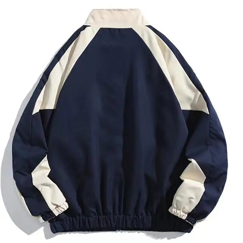 Versatile Aria unisex windbreaker jacket. Stylish color block design, ideal for spring & fall outerwear.