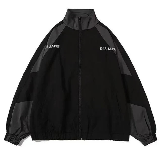 Trendy unisex color block windbreaker jacket. Essential streetwear outerwear for cool spring & fall days.