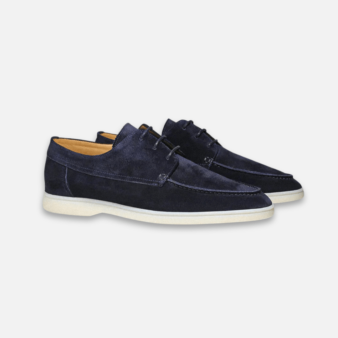 Men's effortless lace-up suede-look boat shoes for casual, warm weather style. Comfortable summer footwear.